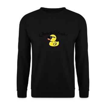 Womens Quak Yeah Funny Duck - Unisex Pullover - Schwarz - Vorne - Alina (178cm) & Michal (187cm)