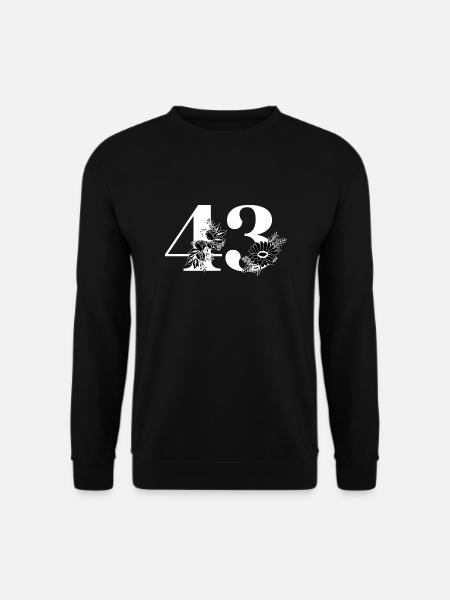 Nummer 43 Schwarze Blumen - 43. Blumengeburtstag - Unisex Pullover - Schwarz