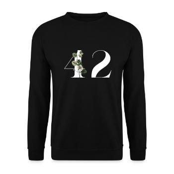 Number 42 Floral Green - 42nd Floral Birthday - Unisex Sweatshirt - black - Front - Alina (178cm) & Michal (187cm)