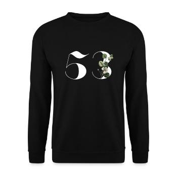 Nummer 53 Blumengrün - 53. Blumengeburtstag - Unisex Pullover - Schwarz - Vorne - Alina (178cm) & Michal (187cm)