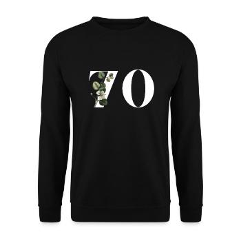 Numéro 70 floral vert - 70e anniversaire floral - Sweat-shirt Unisexe - noir - Devant - Alina (178cm) & Michal (187cm)