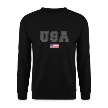 TEAM USA amerikanische Flagge Fahne unter Schrift - Unisex Pullover - Schwarz - Vorne - Alina (178cm) & Michal (187cm)