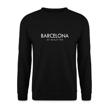Barcelona - Spain - Coordinates Latitude Longitude - Unisex Sweatshirt - black - Front - Alina (178cm) & Michal (187cm)