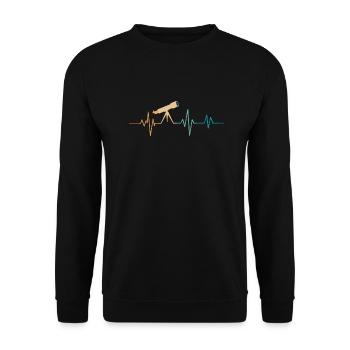 Heartbeat Retro Teleskop - Unisex Pullover - Schwarz - Vorne - Alina (178cm) & Michal (187cm)