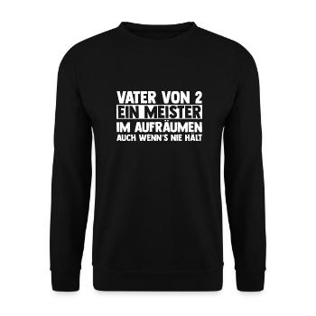 Dad of 2 children - Unisex Sweatshirt - black - Front - Alina (178cm) & Michal (187cm)