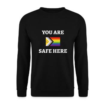 You Are Safe Here LGBT Safe Space Gay Pride Ally - Unisex Sweatshirt - black - Front - Alina (178cm) & Michal (187cm)