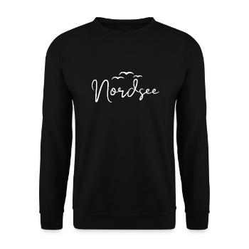 Nordsee Möwen - Unisex Pullover - Schwarz - Vorne - Alina (178cm) & Michal (187cm)