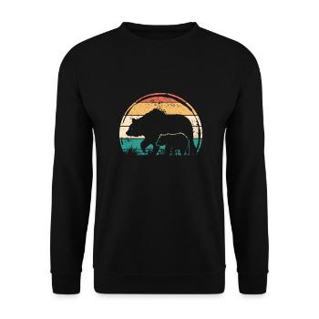 Ours avec enfant - ours père mère avec oursons - Sweat-shirt Unisexe - noir - Devant - Alina (178cm) & Michal (187cm)