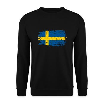 Swedenflaggeretro - Unisex Sweatshirt - black - Front - Alina (178cm) & Michal (187cm)
