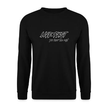 LIVE FAST - Unisex Pullover - Schwarz - Vorne - Alina (178cm) & Michal (187cm)