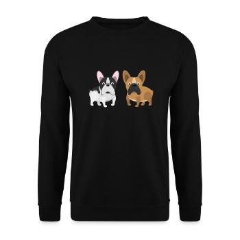 Deux Bullys - Bulldog français - Sweat-shirt Unisexe - noir - Devant - Alina (178cm) & Michal (187cm)