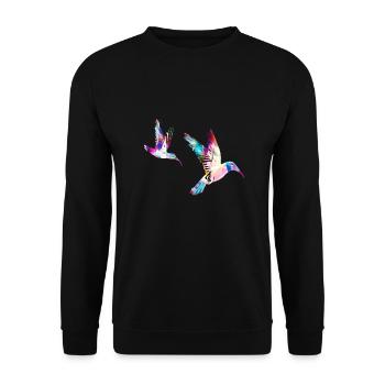 hummingbird, birds, 2 birds, watercolor, colorful, bird,bird - Unisex Sweatshirt - black - Front - Alina (178cm) & Michal (187cm)
