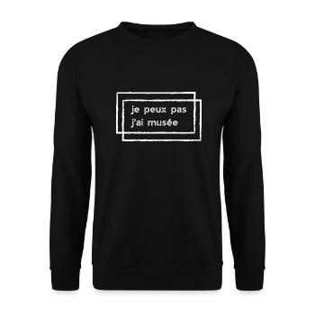 Je peux pas j'ai musée (rectangles) - Sweat-shirt Unisexe - noir - Devant - Alina (178cm) & Michal (187cm)
