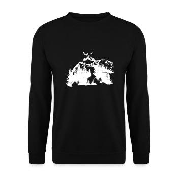 Der Bär ist im Wald - Unisex Pullover - Schwarz - Vorne - Alina (178cm) & Michal (187cm)