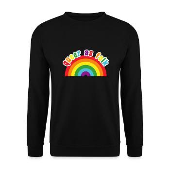 Queer as Folk - cute rainbow pride colors - Unisex Sweatshirt - black - Front - Alina (178cm) & Michal (187cm)