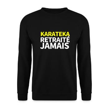 Retired Karateka - karate gift idea - Unisex Sweatshirt - black - Front - Alina (178cm) & Michal (187cm)