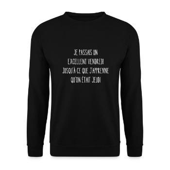 excellent vendredi - Sweat-shirt Unisexe - noir - Devant - Alina (178cm) & Michal (187cm)