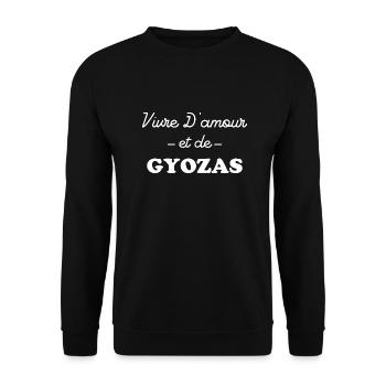 Vivre d'amour et Gyozas - Sweat-shirt Unisexe - noir - Devant - Alina (178cm) & Michal (187cm)