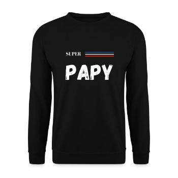 super papy - t-shirt assorti - Sweat-shirt Unisexe - noir - Devant - Alina (178cm) & Michal (187cm)
