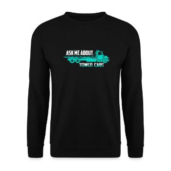 Posez-moi des questions sur les voitures tractées Conducteur de dépanneuse Camionnage - Sweat-shirt Unisexe - noir - Devant - Alina (178cm) & Michal (187cm)