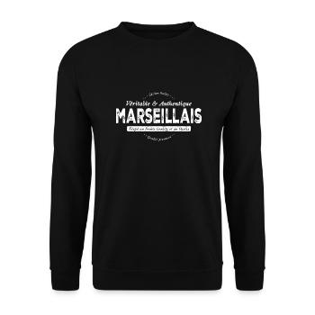 Véritable et authentique Marseillais - Sweat-shirt Unisexe - noir - Devant - Alina (178cm) & Michal (187cm)