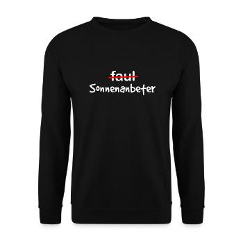 Sonnenanbeter Wortspiel Euphemismus - Unisex Pullover - Schwarz - Vorne - Alina (178cm) & Michal (187cm)