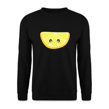 kawaii zitrone - Unisex Pullover - Schwarz - Vorne - Alina (178cm) & Michal (187cm)