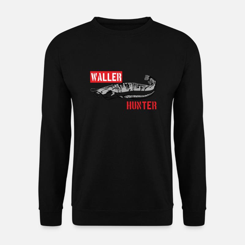Wallerhunter - Waller Hunter Welsjäger Wels Angler - Unisex Pullover - Schwarz