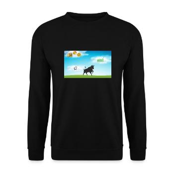 Börsenbulle im Börsenparadies - Unisex Pullover - Schwarz - Vorne - Alina (178cm) & Michal (187cm)