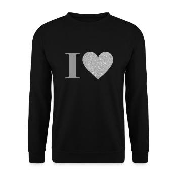Lettre i cœur argenté - Sweat-shirt Unisexe - noir - Devant - Alina (178cm) & Michal (187cm)