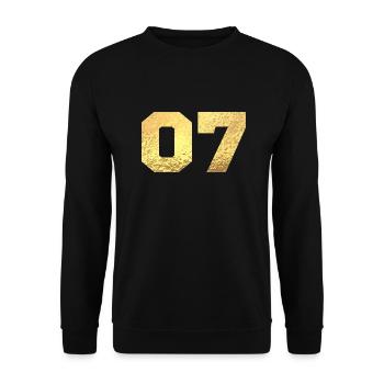 Numéro 7 paillettes doré - 7e anniversaire - Sweat-shirt Unisexe - noir - Devant - Alina (178cm) & Michal (187cm)