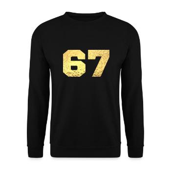 Number 67 Gold Glitter - 67th Anniversary - Unisex Sweatshirt - black - Front - Alina (178cm) & Michal (187cm)