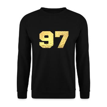 Number 97 Gold Glitter - 97th Anniversary - Unisex Sweatshirt - black - Front - Alina (178cm) & Michal (187cm)