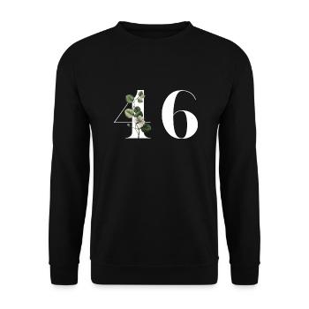 Numéro 46 floral vert - 46e anniversaire floral - Sweat-shirt Unisexe - noir - Devant - Alina (178cm) & Michal (187cm)