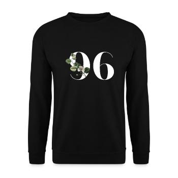 Numéro 96 floral vert - 96e anniversaire floral - Sweat-shirt Unisexe - noir - Devant - Alina (178cm) & Michal (187cm)