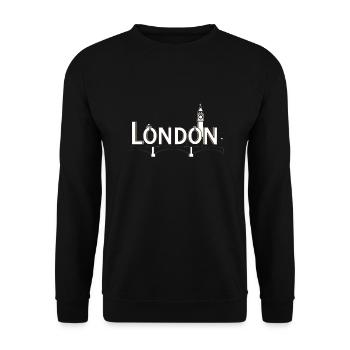 London Skyline Geschenkidee - Unisex Pullover - Schwarz - Vorne - Alina (178cm) & Michal (187cm)