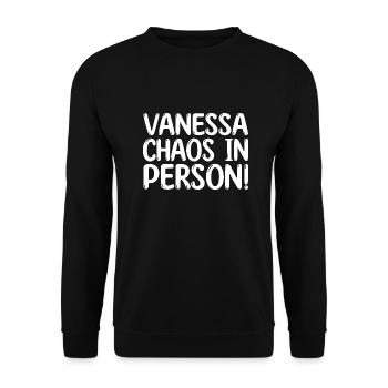 Vorname Vanessa - Unisex Pullover - Schwarz - Vorne - Alina (178cm) & Michal (187cm)