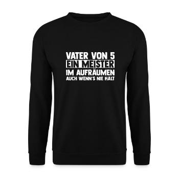 Dad of 5 children - Unisex Sweatshirt - black - Front - Alina (178cm) & Michal (187cm)