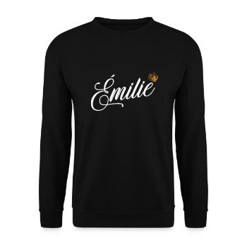 Emilie Custom Name für Frauen Kinder Kleinkinder - - Unisex Pullover - Schwarz - Vorne - Alina (178cm) & Michal (187cm)