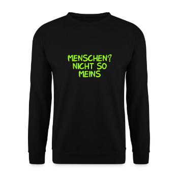 Menschen? Nicht so meins. - Unisex Pullover - Schwarz - Vorne - Alina (178cm) & Michal (187cm)
