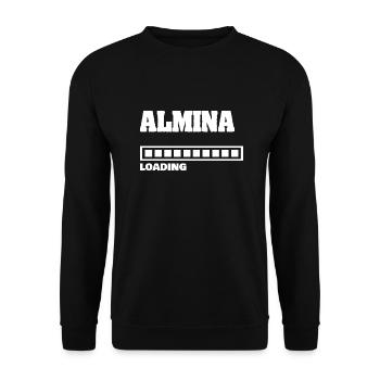 Almina als Baby - Unisex Pullover - Schwarz - Vorne - Alina (178cm) & Michal (187cm)