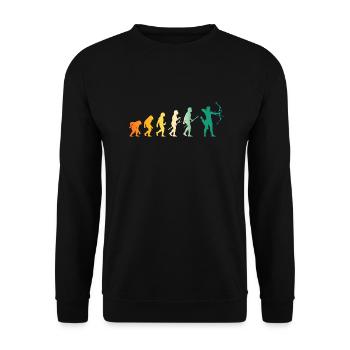 Bogenschütze Evolution Bogenschießen - Unisex Pullover - Schwarz - Vorne - Alina (178cm) & Michal (187cm)