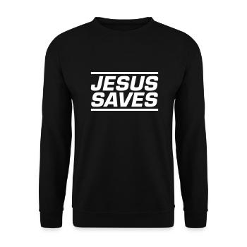 Jésus sauve un verset biblique - Sweat-shirt Unisexe - noir - Devant - Alina (178cm) & Michal (187cm)