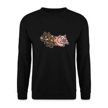 Schweinehund - Unisex Pullover - Schwarz - Vorne - Alina (178cm) & Michal (187cm)