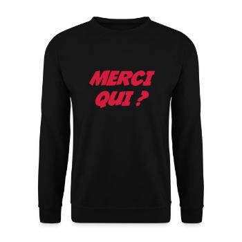 Merci qui ? - Sweat-shirt Unisexe - noir - Devant - Alina (178cm) & Michal (187cm)