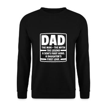 Dad The Man The Myth The Legend Geschenk Vater - Unisex Pullover - Schwarz - Vorne - Alina (178cm) & Michal (187cm)