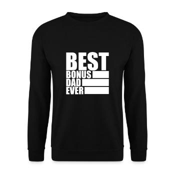 Stepdad Geschenk Stiefvater Shirt Ziehvater - Unisex Pullover - Schwarz - Vorne - Alina (178cm) & Michal (187cm)