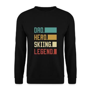 Dad Hero Skiing Legend T-Shirt Skier Dad - Unisex Sweatshirt - black - Front - Alina (178cm) & Michal (187cm)