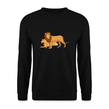 lion 2404290 1280 - Unisex Pullover - Schwarz - Vorne - Alina (178cm) & Michal (187cm)
