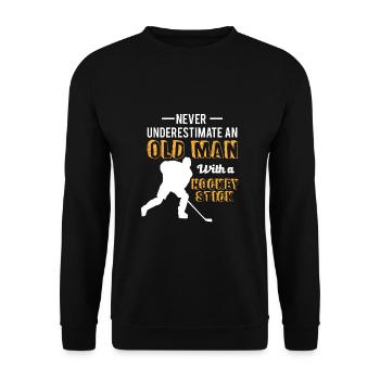 Old Man Old Man Father Dad Grandpa Grandpa Hockey - Unisex Sweatshirt - black - Front - Alina (178cm) & Michal (187cm)
